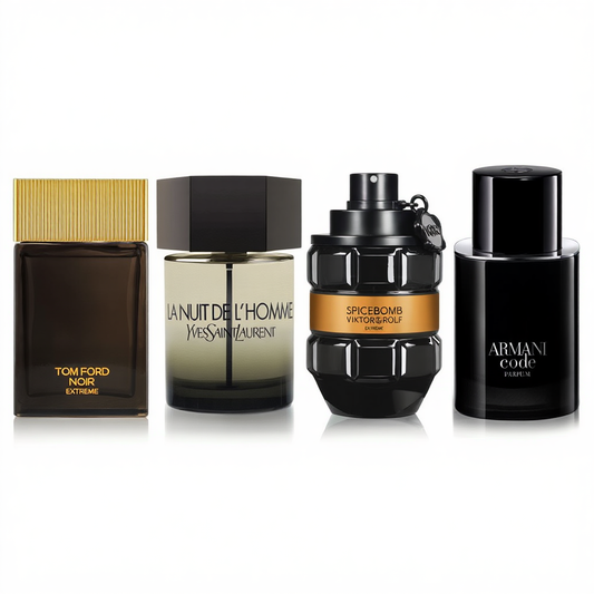 Zestaw Noir Intens: Tom Ford Noir Extreme + YSL La Nuit de L'Homme + Viktor & Rolf Spicebomb Extreme + Armani Code Parfum